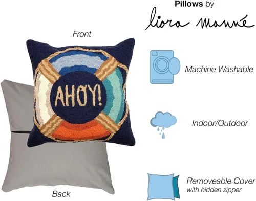 Vista 6 de Liora Manne Decorativo, insertos y fundas Ahoy azul marino, cojines de 18 x 18 pulgadas
