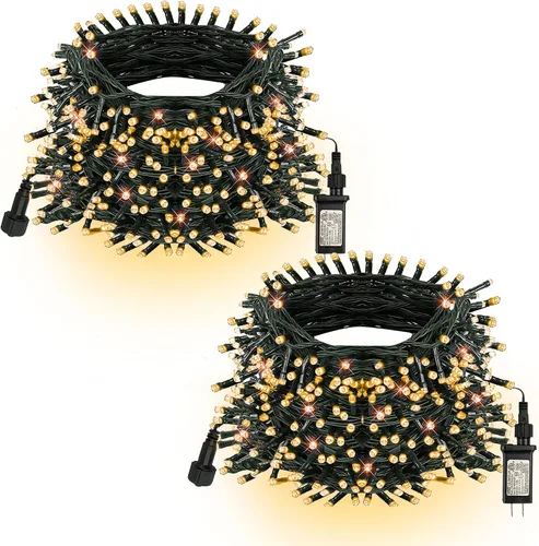 Vista 25 de TW SHINE - Luces de Navidad que cambian de color, 200 luces LED RGB de 66 pies, luces de Halloween para exteriores con control remoto, impermeables