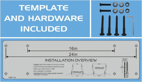 Vista 5 de Ceiling Mount Pull Up Bar with Reversible Risers for 16 and 24 Inch Joists with Optimum Grip Spacing by Ultimate Body Press