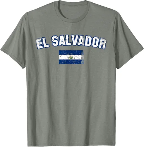Vista 29 de EL SALVADOR Bandera Vintage Hombres Mujeres Niños Camiseta EL SALVADOR