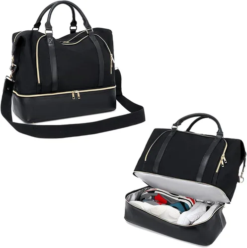 Vista 8 de CAMTOP - Bolsa de viaje de fin de semana para mujer, bolsa de lona con espacio para laptop de15.6 pulgadas