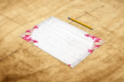 Vista 2 de Papelería rústica de madera gris – 8.5 x 11 – 60 hojas con membrete rústico (madera de granero y flores)
