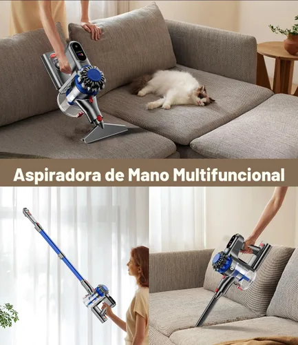 Vista 7 de KARDV Aspiradora inalámbrica, aspiradora de 500 W/40 Kpa para el hogar, aspiradora de palo de 60 minutos con pantalla LED, carga antienredos