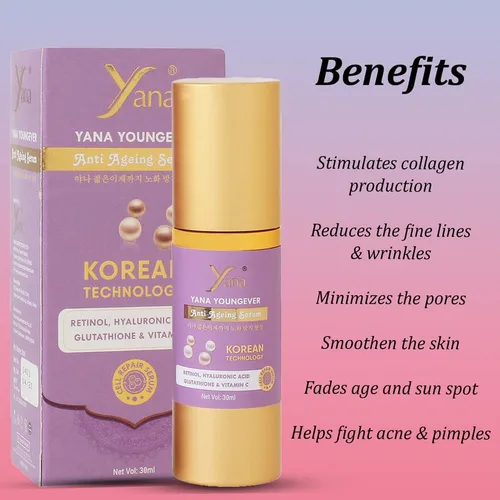 Vista 6 de Yana Korean Technology - Suero de ácido hialurónico para la cara con vitamina C, retinol, suero facial hidratante para piel seca, sin fragancia