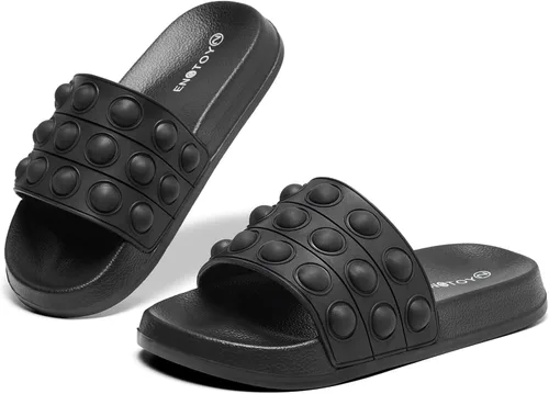 Vista 9 de Engtoy Sandalias para niños y niñas, unisex, ligeras, antideslizantes, puntera abierta, cómodas, para ducha, playa, divertidas sandalias