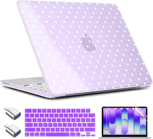 Vista 18 de TWOLSKOO Funda para MacBook Neo de 13 pulgadas 2026 A3404 A18 Pro Chip, funda rígida de plástico con adaptador tipo C, 2 fundas para cámara web