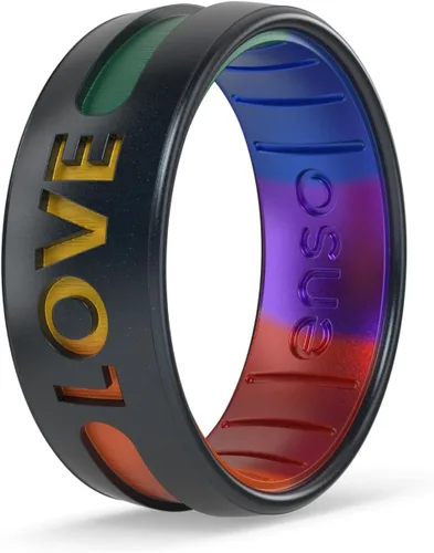 Vista 7 de Enso Rings Pride Collection - Anillo de silicona LGBTQ+ - Diseño grabado - cómodo, transpirable y seguro