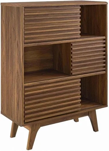 Vista 14 de Modway Render - Mueble moderno de mediados de siglo para mesa de bufé o TV de 160 cm, color nogal