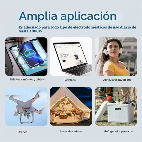Vista 8 de Inversor de Onda Sinusoidal Pura de 1000W de 12V DC a 120V AC, Inversor de Corriente para Automóvil de 1000 Vatios 12 Voltios para Hogar, Camping