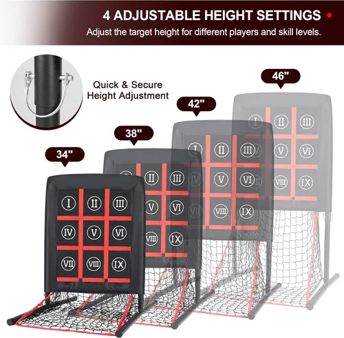 Vista 5 de 9 Hole Pitching Net with Strike Zone Target,Adjustable Heights