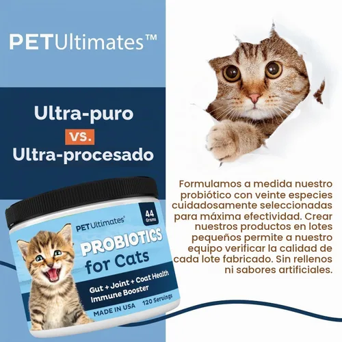 Vista 3 de Pet Ultimates probióticos para gatos, 44 gramos