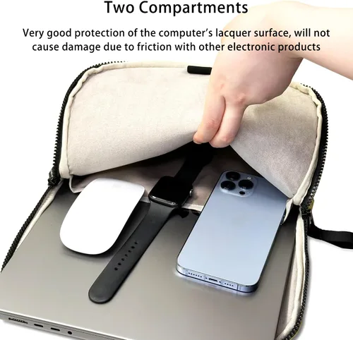 Vista 4 de Funda acolchada para laptop de 11 pulgadas, color negro, bolsa de transporte impermeable para mujer, funda mullida para iPad Pro 11, compatible