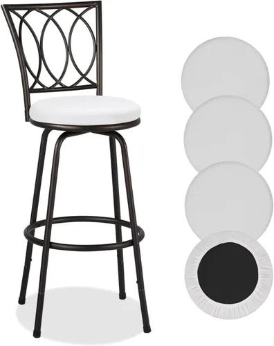 Vista 19 de Deisy Dee 4 fundas de asiento redondas para taburetes de bar, fundas elásticas para sillas redondas de 13 a 16 pulgadas (negro)