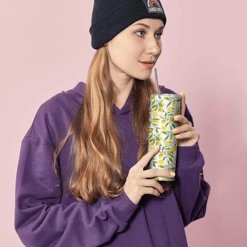 Vista 6 de Lemon Tree - Vaso de acero inoxidable aislado – Vaso de viaje de 20 onzas, regalos únicos para mujeres