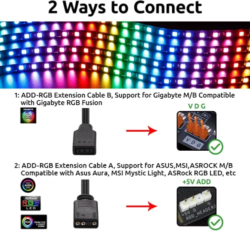 Vista 3 de Tira LED magnética NEON direccionable RGB para PC, tira ARGB de silicona difusa flexible de 4 x 13.7 pulgadas para cabezal LED de 5 V y 3 pines