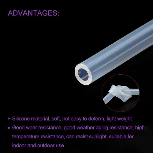 Vista 5 de DMiotech 0.354 in ID 0.433 in OD 10 pies tubo de silicona transparente tubo industrial de silicona para bomba de aire de agua