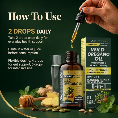 Vista 4 de Aceite orgánico de gotas de orégano con aceite de semilla negra, 2 fl oz