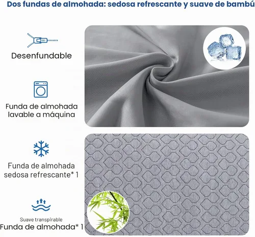 Vista 4 de Rainmr Almohada de Espuma Viscoelástica Gruesa para el Cuerpo - Almohada Completa para Dormir de Lado - con Funda de Almohada de Enfriamiento Gris