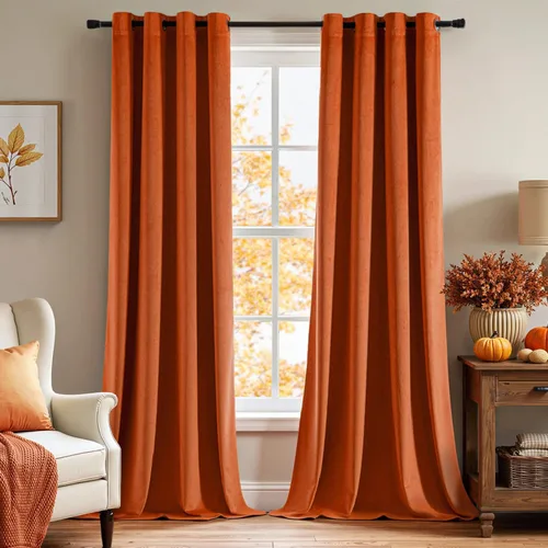 Vista 15 de EMEMA Cortinas de terciopelo negro, 2 paneles de 40 x 63 pulgadas de largo, bolsillo trasero para barra