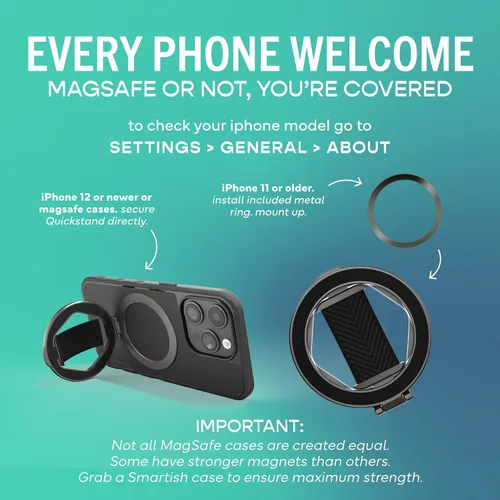 Vista 7 de Smartish® MagSafe Grip Kickstand - Quickstand - Agarre Magnético para Teléfono Celular con Anillo para Dedo, Relleno de Calcetín Navideño - Soporte