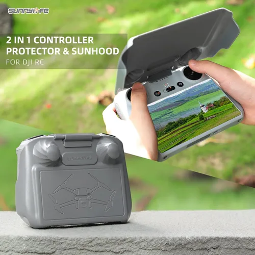 Vista 2 de 2 en 1 Controlador Protector Sun Hood Control Sticks Guard Pantalla Monitor Cubierta para DJI RC Mini 3 Pro