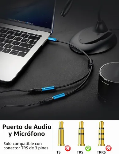 Vista 3 de MillSO - Adaptador divisor de auriculares de 0.138 in, divisor de micrófono estéreo CTIA