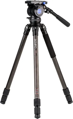 Vista 16 de Benro Aero 6 PRO - Trípode de viaje con monopie con cabezal de video fluido de base plana S6 PRO, 13.2 libras máximo, columna central de nivelación