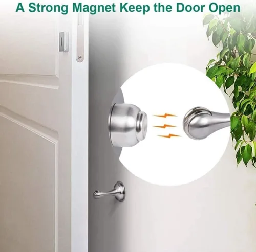Vista 8 de Topes magnéticos para puerta, topes magnéticos para puerta de montaje en pared, de acero inoxidable cepillado, resistente, protector de puerta