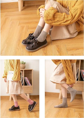 Vista 4 de Calcetines de algodón para mujer, de algodón, casuales, de color sólido, elásticos, para mujeres y niñas, 10 pares