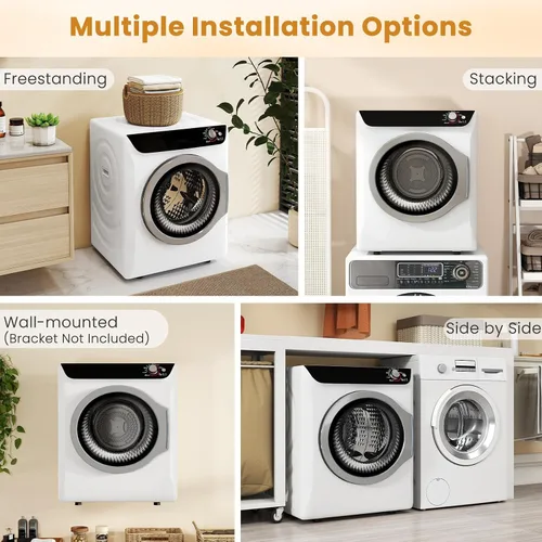 Vista 9 de Auertech Juego combinado de lavadora y secadora portátil, lavadora totalmente automática de 18 libras con bañera interior de acero inoxidable