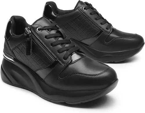 Vista 5 de DREAM PAIRS Zapatos deportivos de cuña para mujer, plataforma de tacón alto, zapatos de moda para uso casual y diario