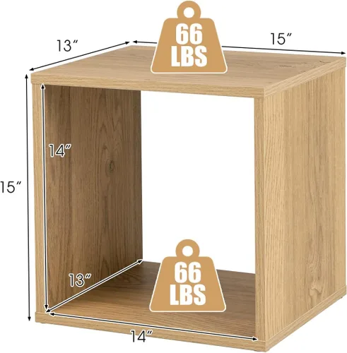 Vista 3 de Giantex Organizador de estantería de 2 cubos, estantería abierta de 2 niveles de 15 pulgadas de alto con dispositivo anti-caída, organizador