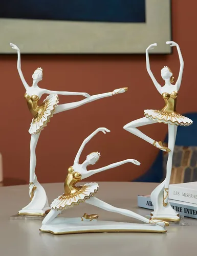 Vista 8 de HAUCOZE Estatua de bailarina de bailarina, escultura de yoga, decoración moderna del hogar, regalo para sala de estar, oficina, poliresina de 8.3