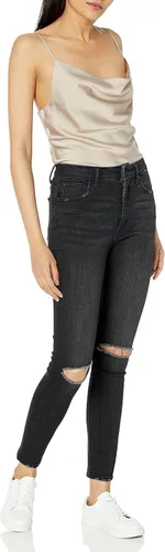 Vista 4 de The Drop Christy - Camiseta elástica sedosa con cuello de vaca para mujer
