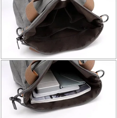 Vista 4 de Bolso de lona para mujer, bolso de hombro de tela, bolso cruzado casual, bolso cruzado grande con asa superior