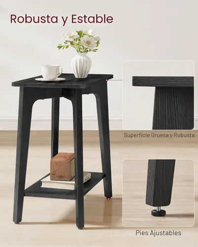 Vista 5 de VASAGLE Colección MAEZO - Mesa auxiliar, Mesa auxiliar rectangular pequeña de 2 niveles, 11.8 x 18.9 x 21.8 pulgadas, Mesita de noche con patas