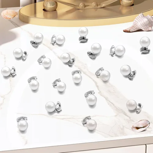 Vista 3 de Juego de pinzas y pasadores para el cabello de perlas blancas, 30 mini alfileres, lindos accesorios para el cabello de perlas para mujeres, niñas