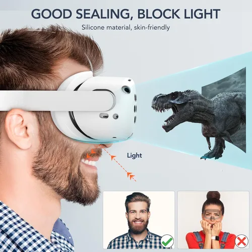 Vista 5 de HUIUKE Accessories for Oculus Quest 2 Quest 2 VR Face Cover, VR Shell Front Face Protector Cover and Protective Lens Cover (White)