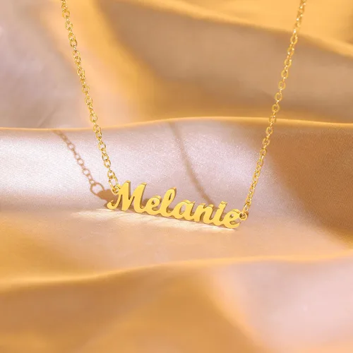 Vista 4 de Ldurian Valentine's Day Gifts Name Necklace Name Pendant Necklace Christmas Gifts 14K Gold Dainty Name Plate Necklaces Birthday Jewelry Gift for