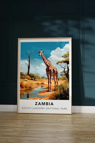 Vista 4 de Póster de Zambia South Luangwa National Park Print Zambia Travel Print Wall Art, Zambia Travel Poster