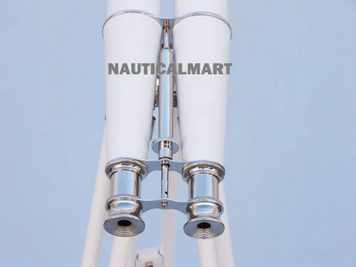 Vista 2 de Prismáticos de cuero blanco cromado de pie de 62" por Nauticalmart