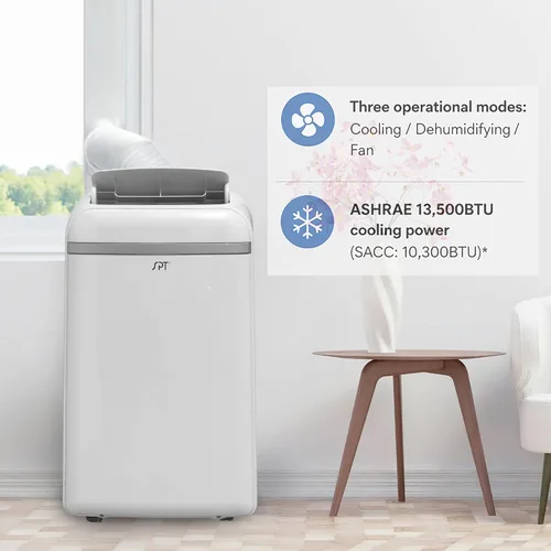 Vista 5 de SPT WA-S1032E 13,500BTU Aire acondicionado portátil - Refrigeración (SACC: 10,300BTU), con enfriamiento, deshumidificación, ventilador, blanco
