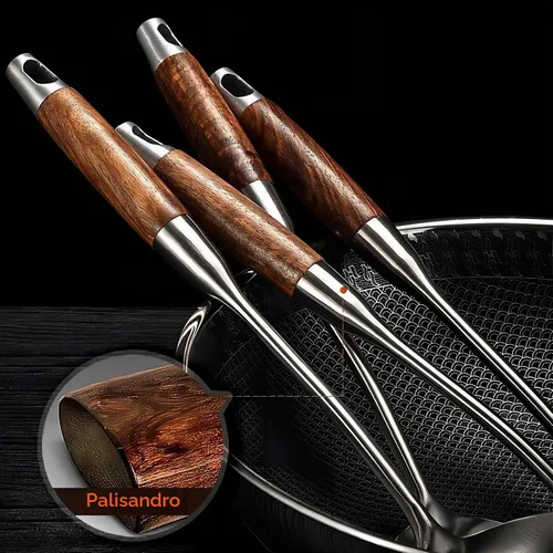 Vista 2 de GREATLINK Cucharón para colar, cucharas ranuradas para cocinar y freír, utensilios de cocina duraderos de acero inoxidable 304, cuchara coladora