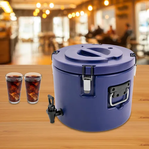 Vista 2 de Enfriador de bebidas aislado de 5.3 galones, dispensador con interior de acero inoxidable y boquilla, enfriador deportivo portátil para campamento