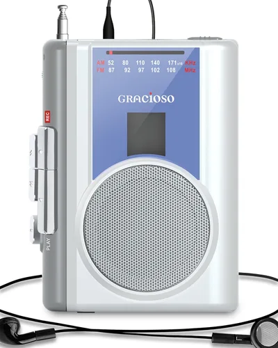 Vista 8 de Grabadora de casete portátil - Reproductor de cinta de casete con radio AM FM - Reproductor de cinta compacto con auriculares de 0.138 in