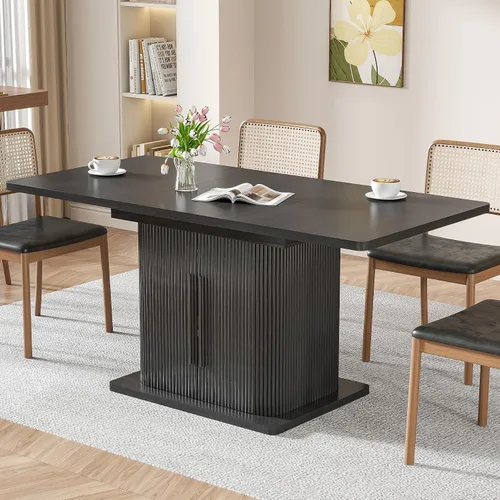 Vista 15 de Mesa de comedor extensible para cocina de 4-6, 47-65 pulgadas, mesa de comedor rectangular con 2 puertas, gran almacenamiento, muebles de cena