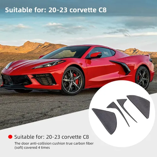 Vista 4 de Adhesivo decorativo suave de fibra de carbono real 3D para automóvil, antichoque, para salpicadero, puerta lateral, compatible con Corvette C8
