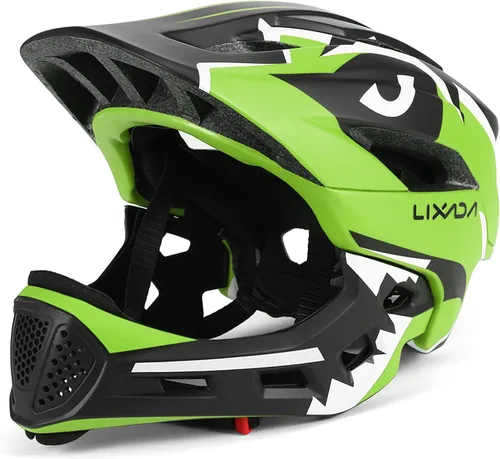 Vista 17 de Lixada Casco de bicicleta para niños, ajustable, desmontable, de cara completa, casco de ciclismo para niños, bicicleta, monopatín, scooter,