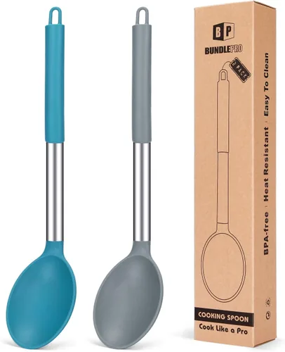 Vista 10 de BUNDLEPRO Cucharas de cocina de silicona para utensilios de cocina Negro-rojo