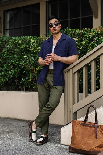 Vista 4 de COOFANDY Camisa de manga corta con botones para hombre, ajuste holgado, para playa cubana